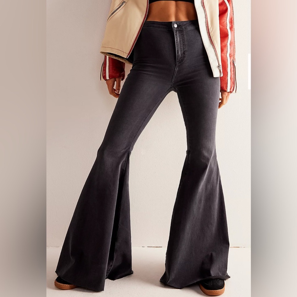 Free People Black Denim Flare Jeans